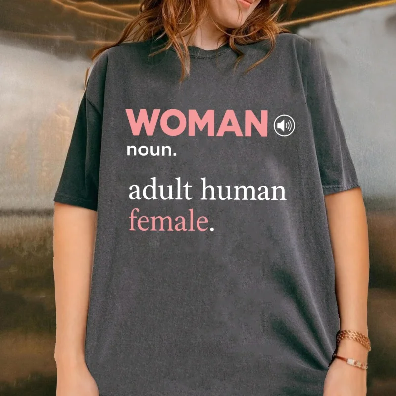 Woman Definition T-Shirt Washed Vintage Printed Tshirts Adult Human Female T Shirt Feminist Short Sleeve Woman Graphic Tee