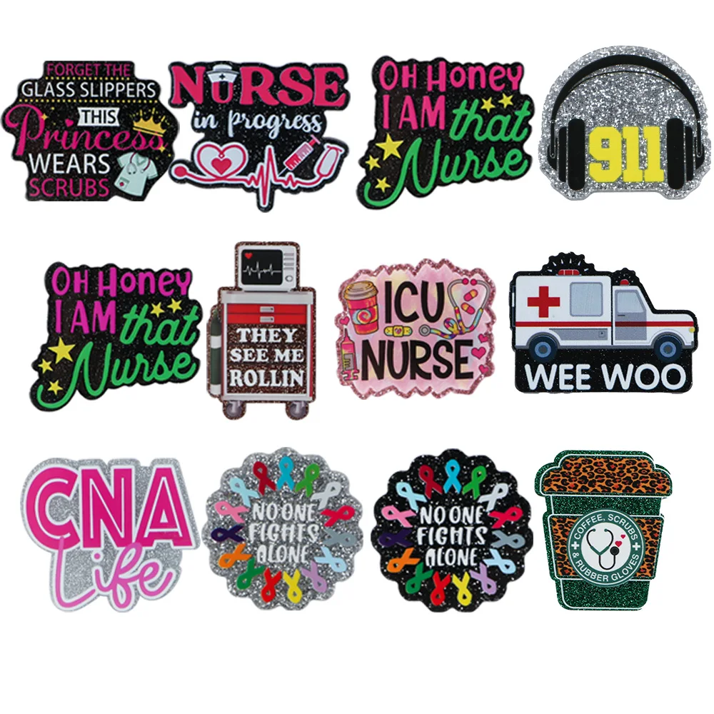5Pcs Shiny Text Acrylic Flatback Glitter Colorful Planar Resins DIY For Handmade Jewelry Making Brooch Card Cover Phone Case
