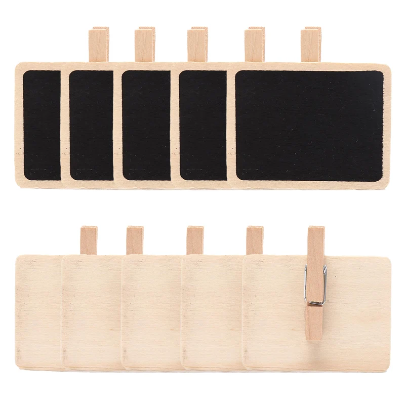 ✰✪10Pcs Mini blackboard wood message slate rectangle clip clip panel card memos label brand price place number
