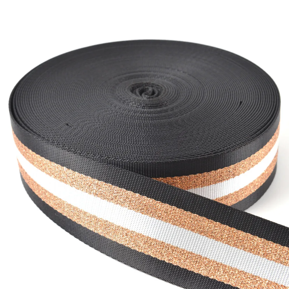 1,5 Zoll breites, 3 Meter langes, metallisch goldenes/silbernes Bandgewebeband für Taschenriemen, DIY-Bastelprojekte – Detail 9