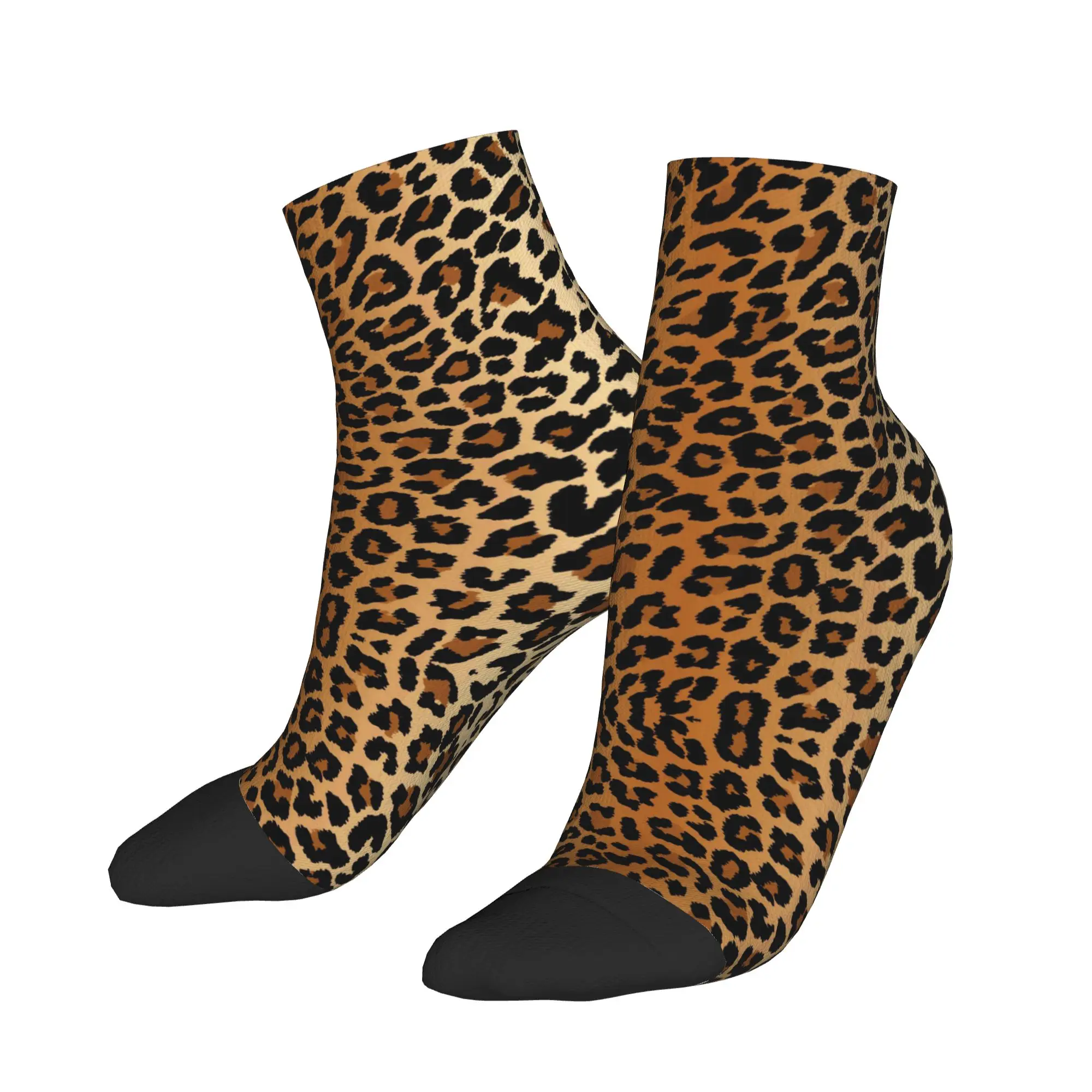 

Black And Yellow Leopard Ankle Socks Printed Kawaii Casual Socks Summer Anti Skid Running Sports Soft Breathable Sock For Men