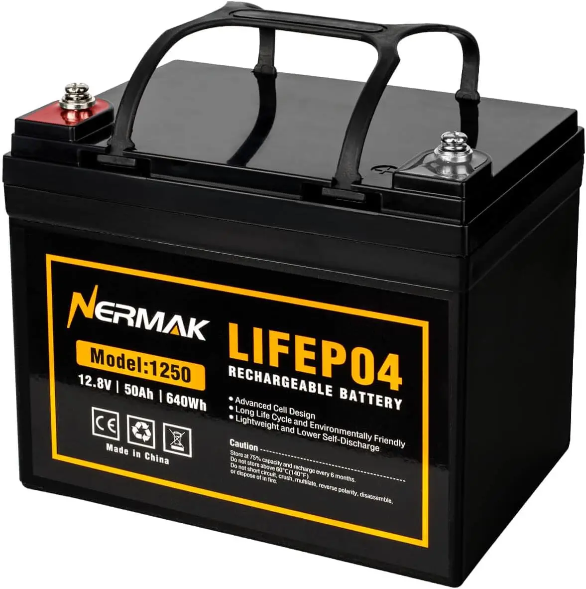12V 50Ah LiFePO4 Deep Cycle Battery 4000 Plus Cycles Lithium Iron Phosphate Rechargeable Solar Marine Home Energy Storage Off Gr