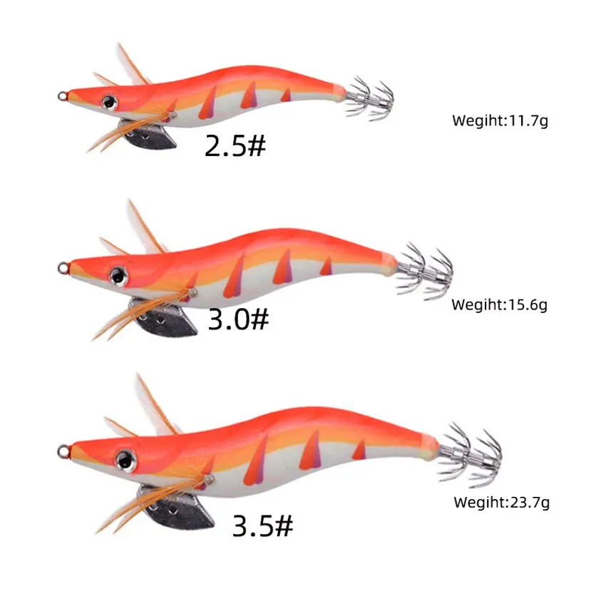 Wędkarskie drewniane krewetki świecące przynęta Octopus kałamarnicy 10 szt. 3.0 3D przynęty wędkarskie twarda przynęta wobler przynęta na kalmary