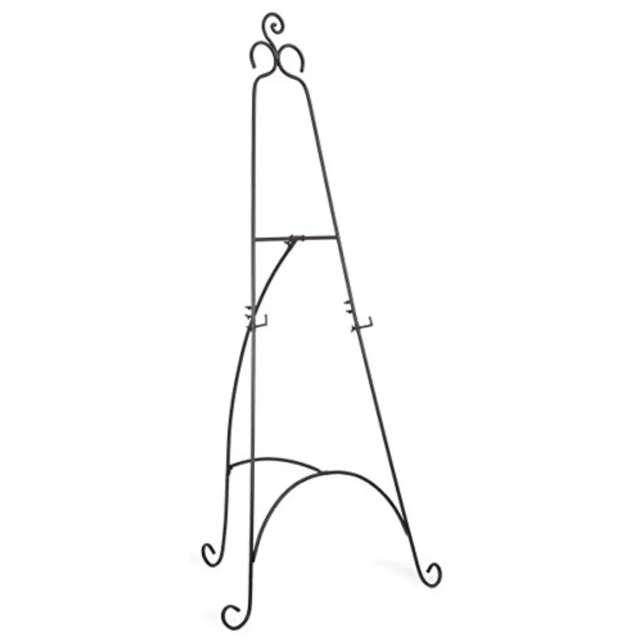 

Напольная подставка для картин с декоративными элементами и регулируемыми по высоте крючками, стальная конструкция, высота 76 дюймов - черная