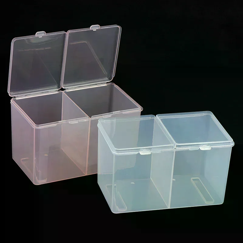 /JCS/Twin Well Empty Grids Portable Storage Case Wipe Pads Cotton Swab Rods Makeup Tools Container