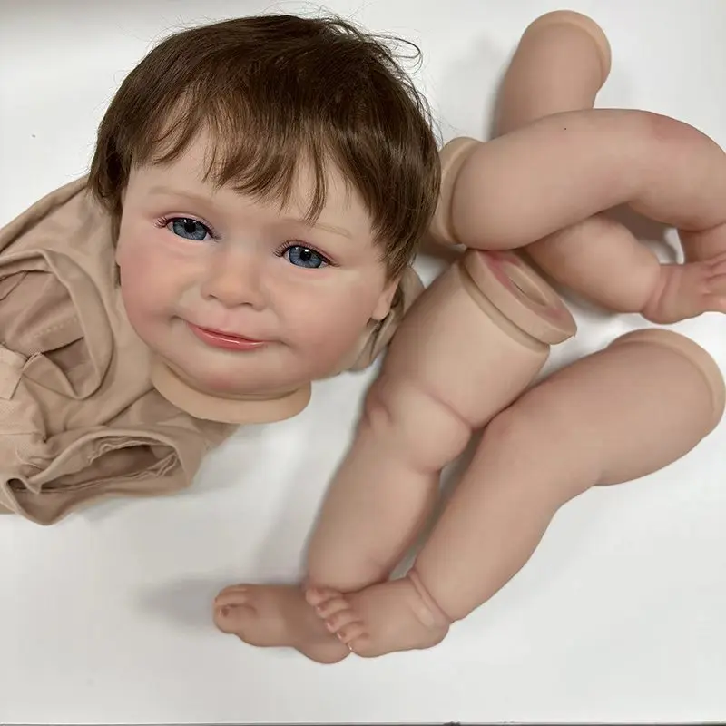 22inch Zoe Hand Rooted Hair Reborn Doll Kit Unfinished Lifelike Awake Baby Multiple Layers Painting Doll Parts DIY Children toys