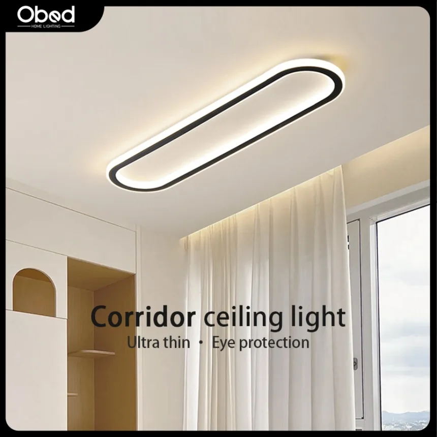 Nordic LED Ceiling Light Remote Control Dimming Bedroom Living Room Balcony Indoor Home Lighting Long Aisle Decorative Light