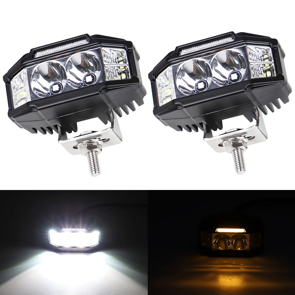   3.5 "26w led luz de trabalho lâmpada nevoeiro âmbar luz sinal offroad ponto barra luzes condução para suv atv 4x4 barco motocicleta