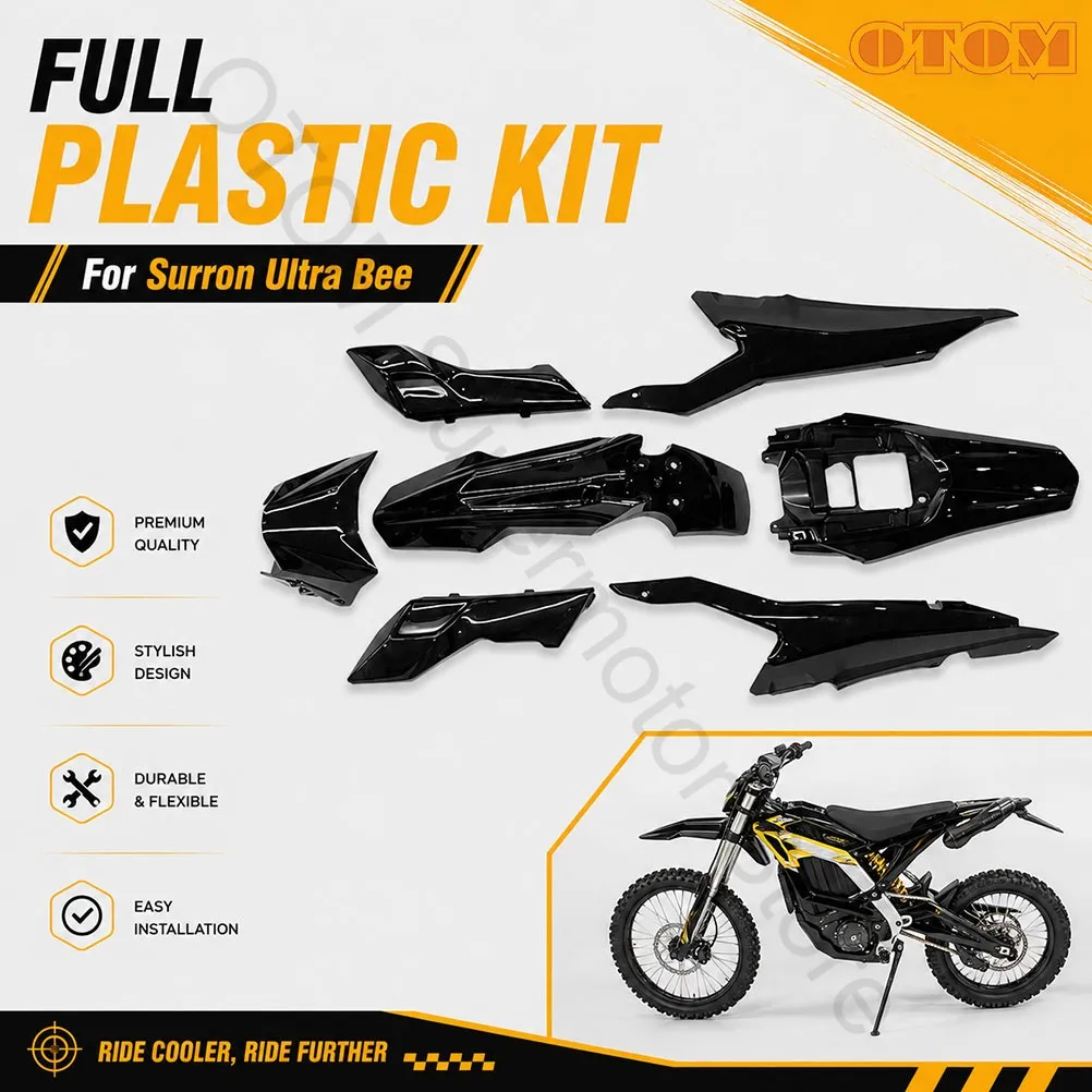 For Surron Ultra Bee Motorcycle Full Plastic Kit Headlight Shroud Front Rear Fender Rear Subframe Panel Battery Cap Cover Guard