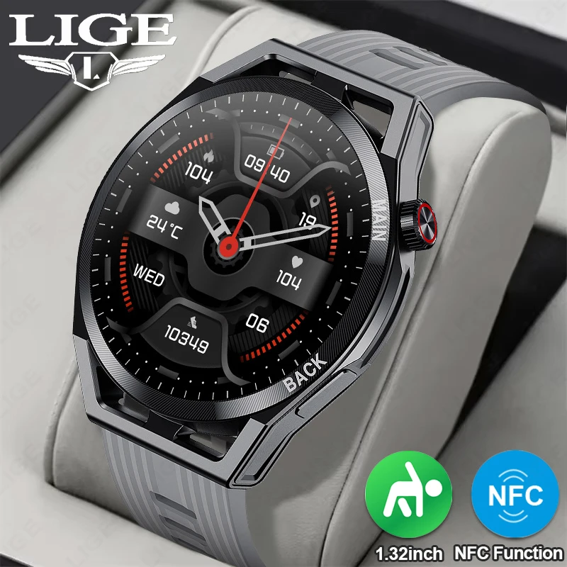 軍事アウトドアスポーツ NFC スマートウォッチメンズ 3ATM 防水心拍数フィットネスブレスレット Bluetooth 音声通話スマートウォッチ 2025