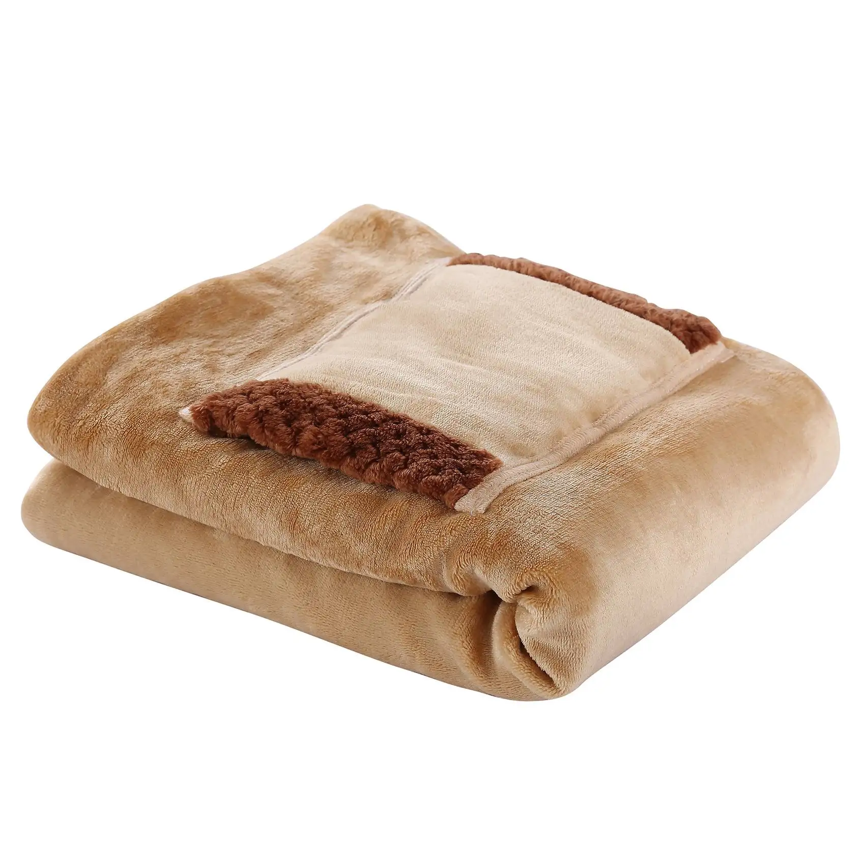 USB Electric Blanket Heater Bed Soft Thicker Warmer Machine Washable Thermostat Electric Heating Mat (Camel Color)