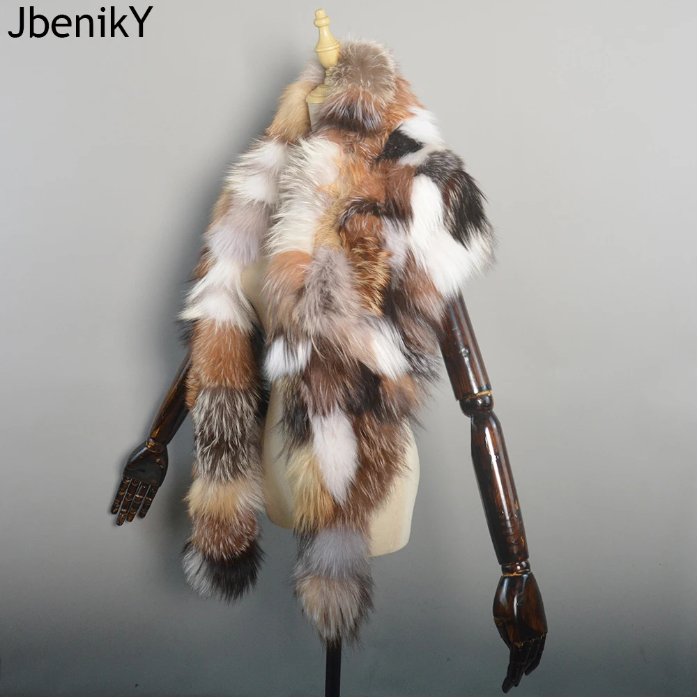 

Зимний теплый большой воротник из натурального лисьего меха, пальто, шарфы, роскошные женские и мужские куртки, шаль с капюшоном, декор, женский шарф на шею, накидки