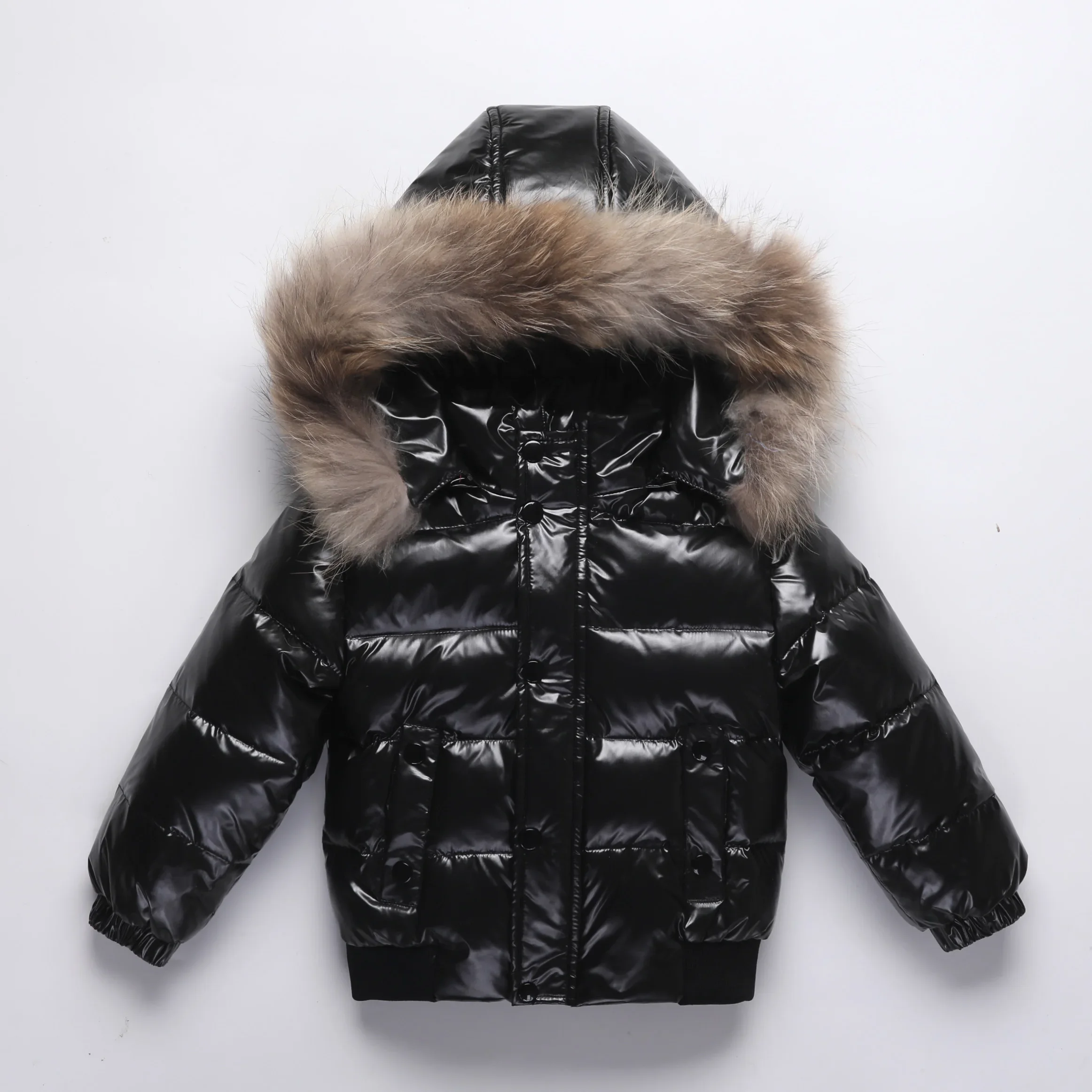 2-10Y Kinder Echte Daunenjacke Kinder Großer Pelzkragen Verdickte Jungen Mädchen Warme Jacke Wasserdicht Teenager Wintermantel – Detail 5