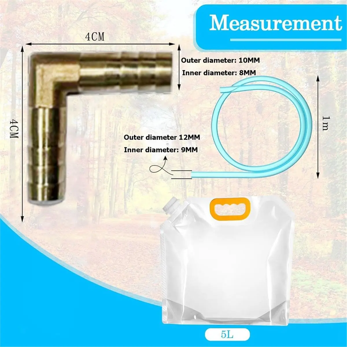 10Pcs Maple Syrup Tree Tapping Collection Kit,Food Grade Silicone Tube & 5L PE Collection Bag for Maple Tree Harvest
