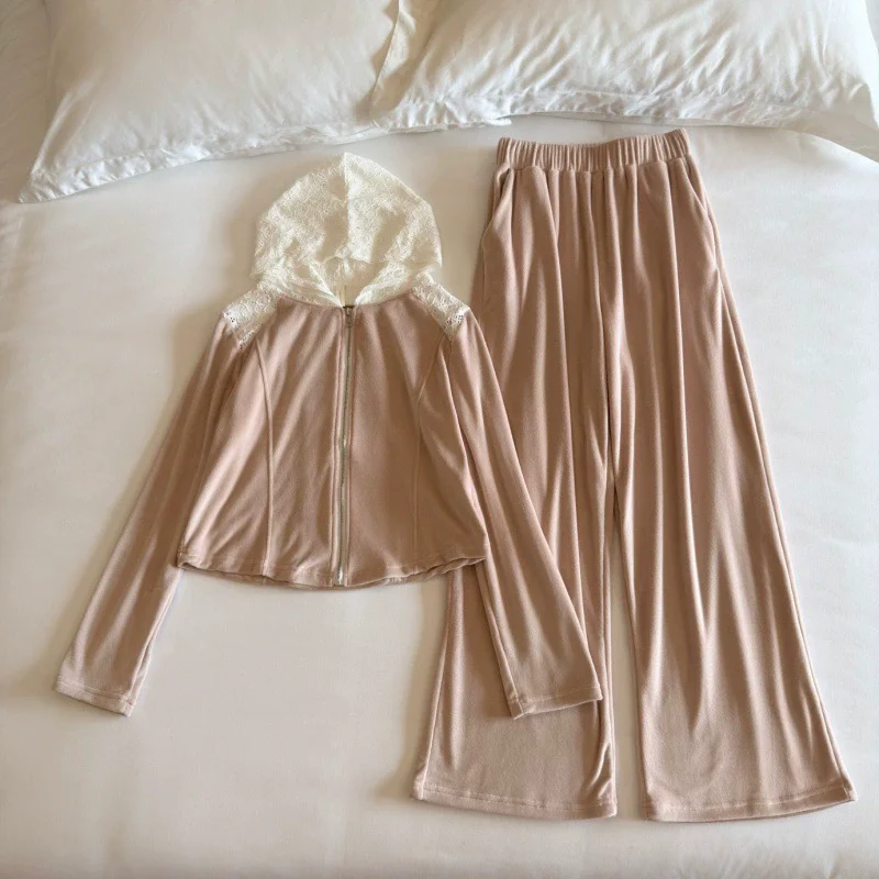 

Hooded Sleepwear Women's Home Clothes Autumn Long Sleeve Zipper Pyjamas Pajamas Women Sleeping Clothes Nightie Pijama