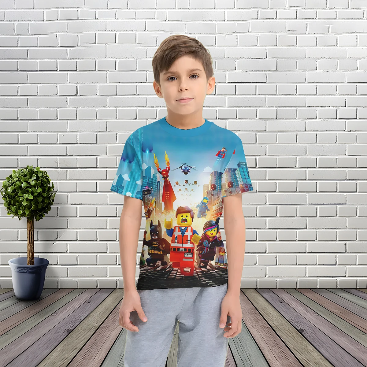 3D Printed T-shirts for-Toy-L-L-LEGOS-Boys and Girls Summer Cartoon Anime T-shirts Casual Short-sleeved Children's Tops