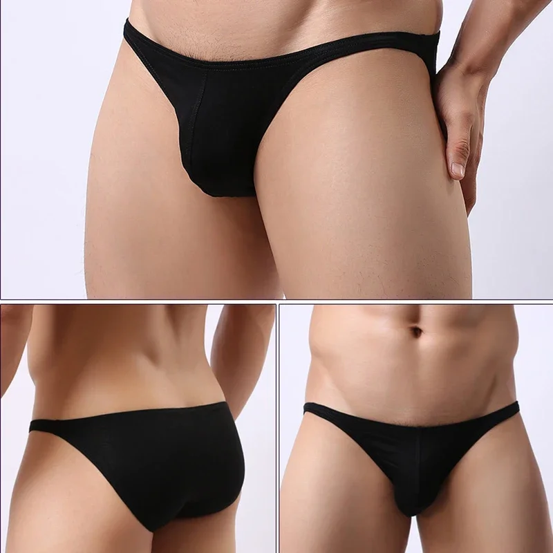 Ropa interior Sexy Gay para hombre, calzoncillos transparentes, Slip transpirable, sedoso, secado rápido, bolsa convexa en U, Tanga