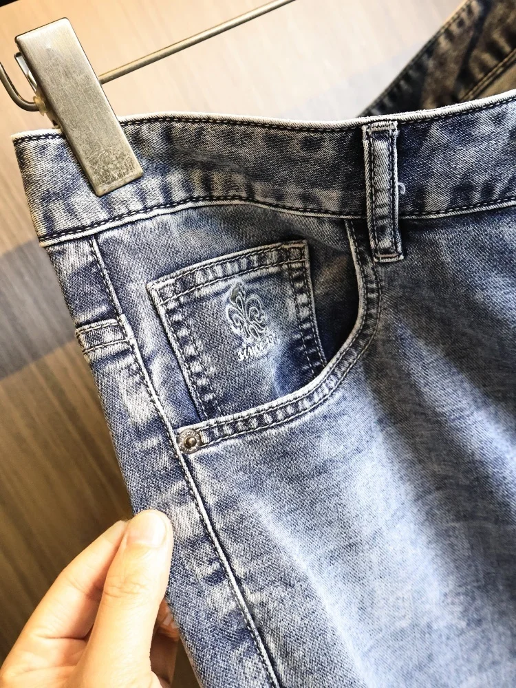 Homesick Men's Summer Thin Straight Leg Jeans Washed Craft Skin-friendly Breathable Fashionable Cotton Polyester Blend