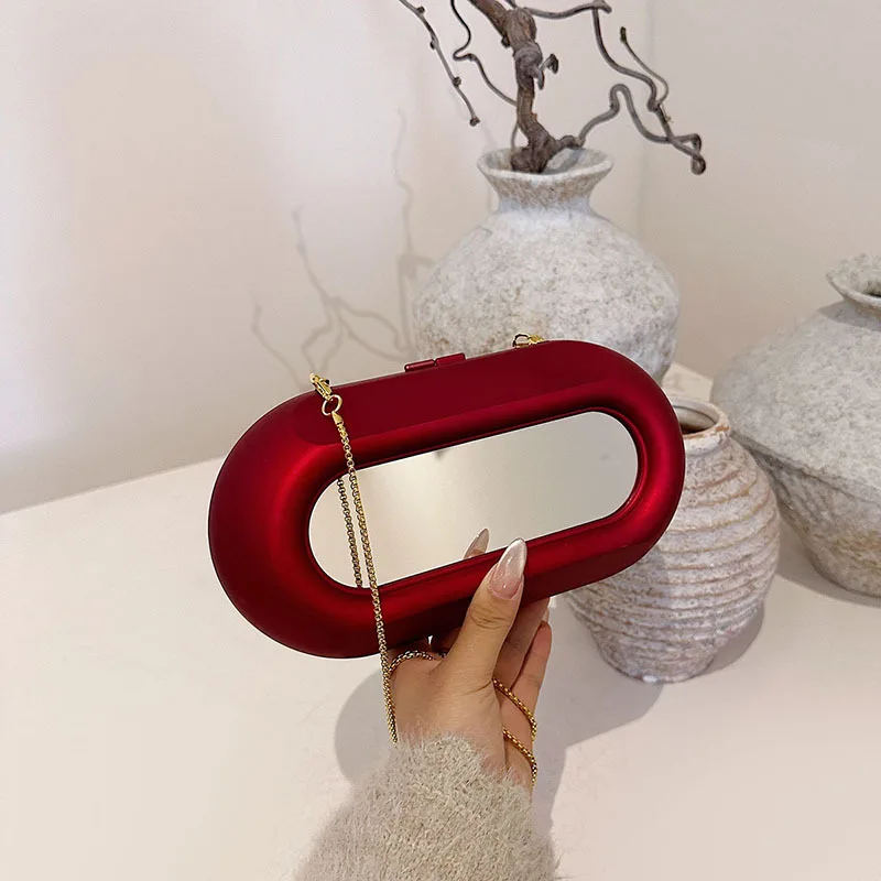 2026 New Design Acrylic Single Banquet Shoulder Bag Fashion Evening Bag Hard Chain Womens Crossbody Bag With Mirror Makeup Bag