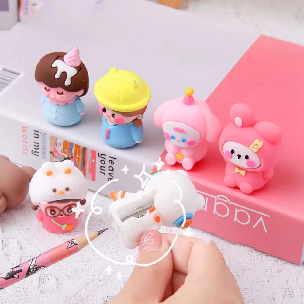 Kawaii Novelty Soft Silicone Animals Girl Pencil Sharpener Cute Stationery School Office Supplies Mini Portable Gift Prizes Kids