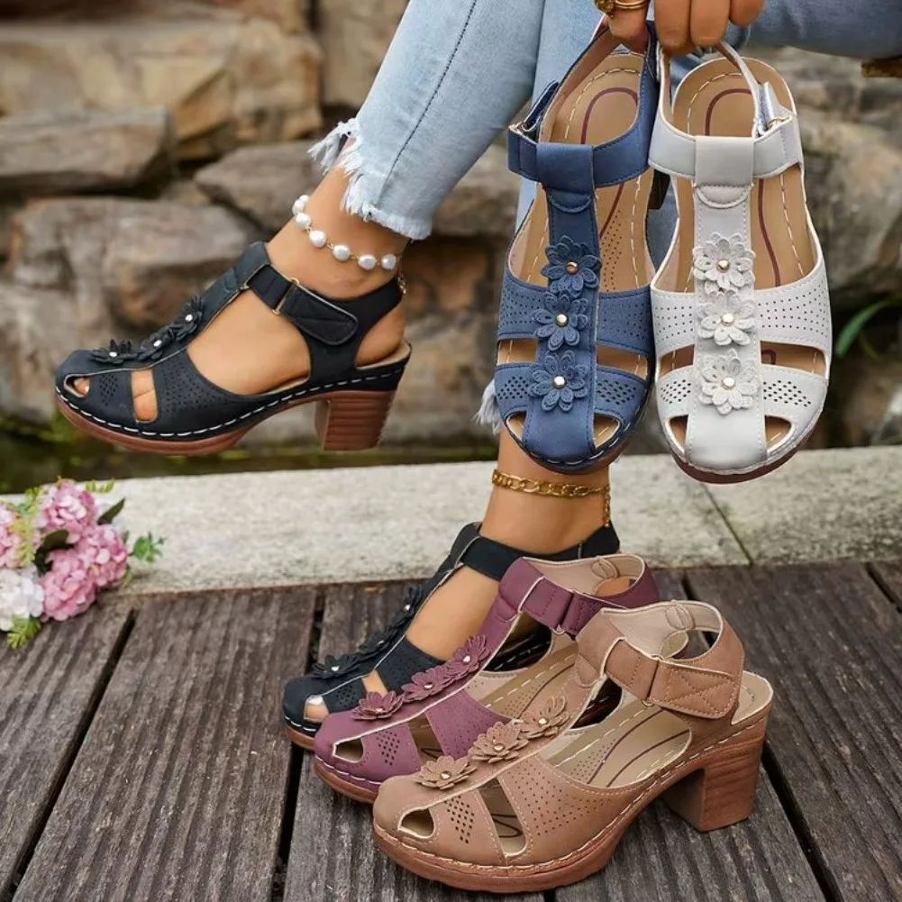 36-43 Übergrößen Damenschuhe Sommer Runde Zehenkappe Plateau Gladiator Rutschfeste Sandalen Lässige Strand-Fußbekleidung 2026 – Detail 8