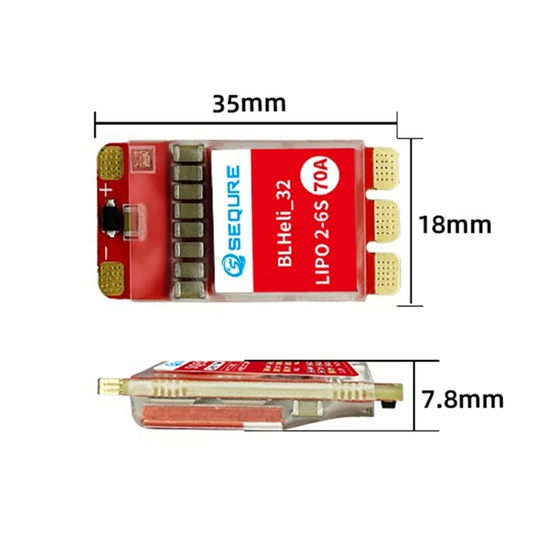 SEQURE-controlador de velocidad electrónico sin escobillas 2670, fuente de alimentación de 2-6slipo, 70A, adecuado para Uavs 2670 multieje (Blheli 32), piezas