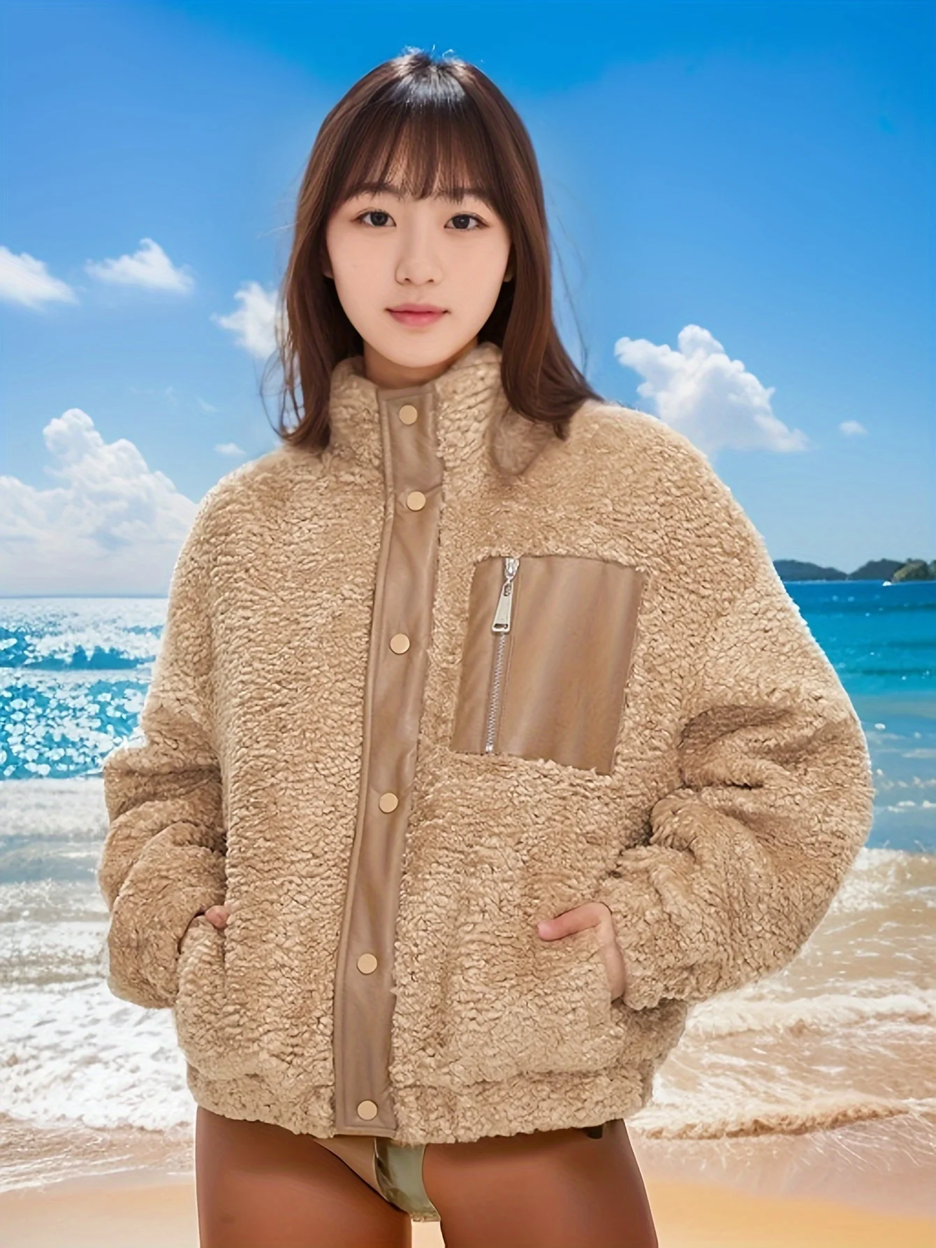 

ZIAI 2024 New Plush Overcoat Women Spring Autumn Faux Fur Lamb Wool Coat Female Fleece Teddy Jacket Thickened Warmth ZN-T110