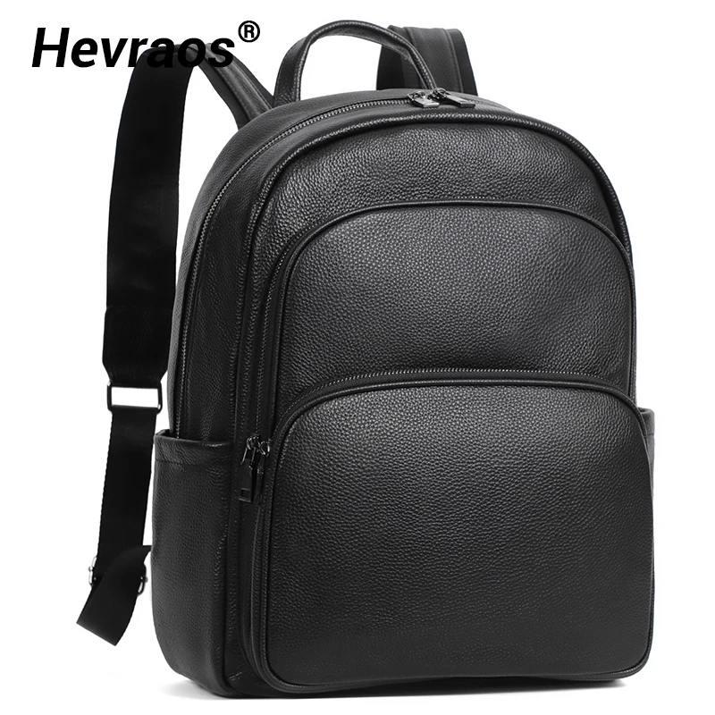 100% Cow Genuine Leather Men Backpacks Fashion Real Natural Leather Student Schoolbag Backpack Boy Large Computer Laptop Bag