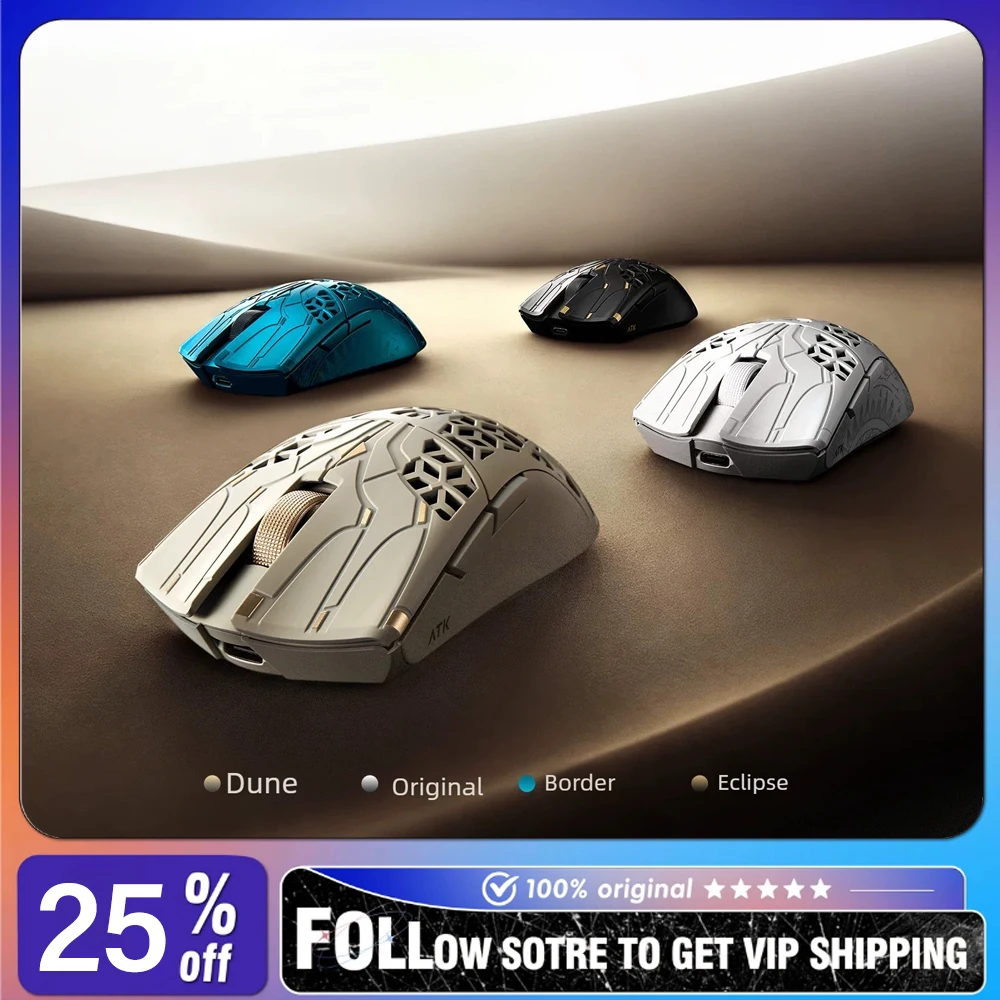 ATK Wireless Composite Carbon Fiber Mouse Hollow 44g Lightweight Design PAW3955Master Sensor NORDIC 54LM20 E-Sports Gaming Mouse