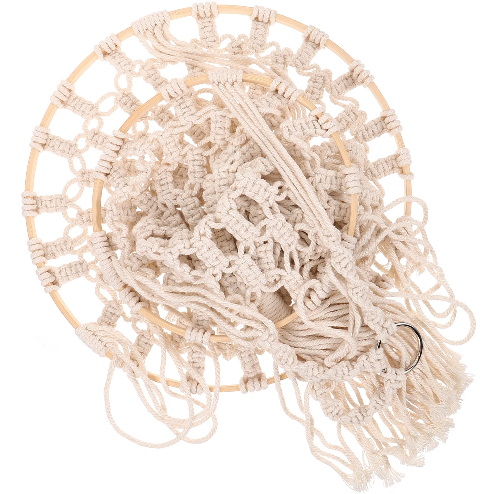 

Woven Fruit Hanging Basket Bohemian Style Double Layer Wall Mounted Kitchen Storage for Vegetables Potatoes Onions Oranges Fresh