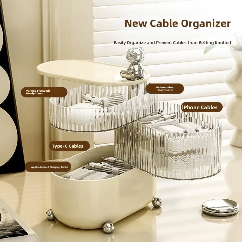 Multi-Layer Transparent Rotating Jewelry Box Dustproof Home Entrance Organizer Cosmetic Desk Bear Design Storage Solution