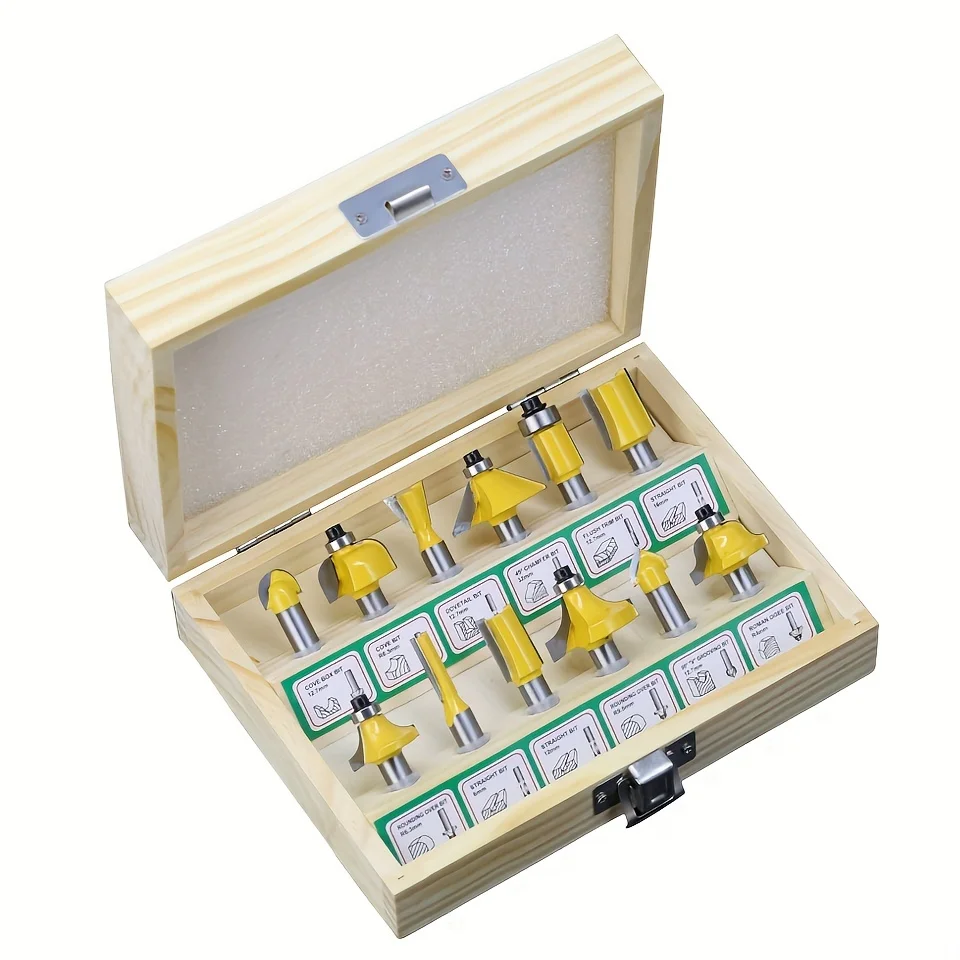 

12pcs 8mm Router Bit Set Trimming Straight Milling Cutter Wood Bits Tungsten Carbide Cutting Woodworking Trimming