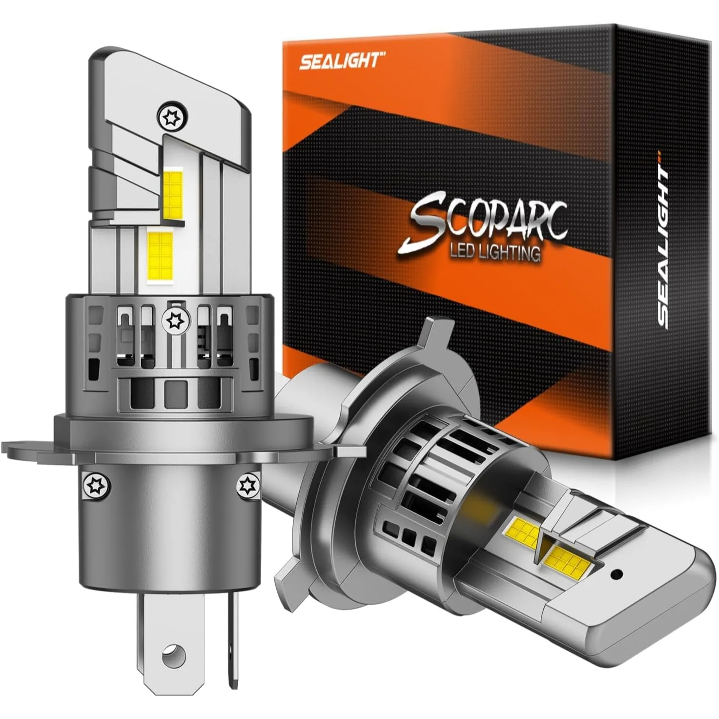 

H4/9003/HB2 Bulbs 40000LM 800% Brighter 1:1 Size 6500K Cool White 60000Hrs Long Life with Cooling Fan Plug and Play Pack of 2