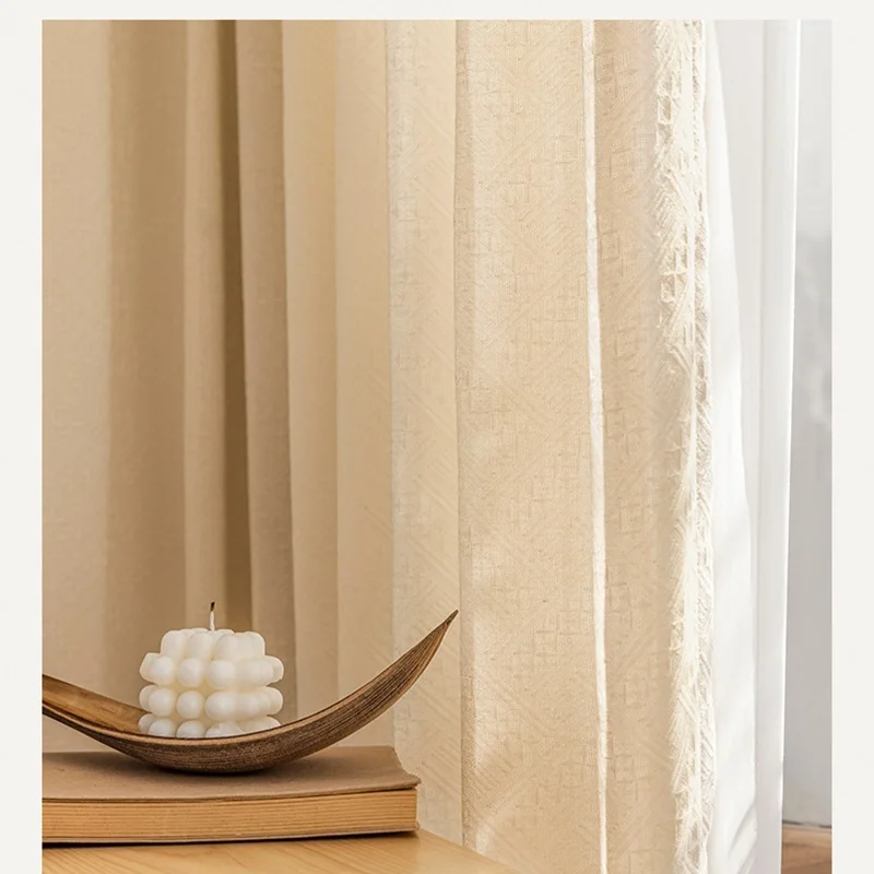 American style Mysterious patterns cotton linen curtains for living room curtains balcony bay window bedroom gauze blinds custom