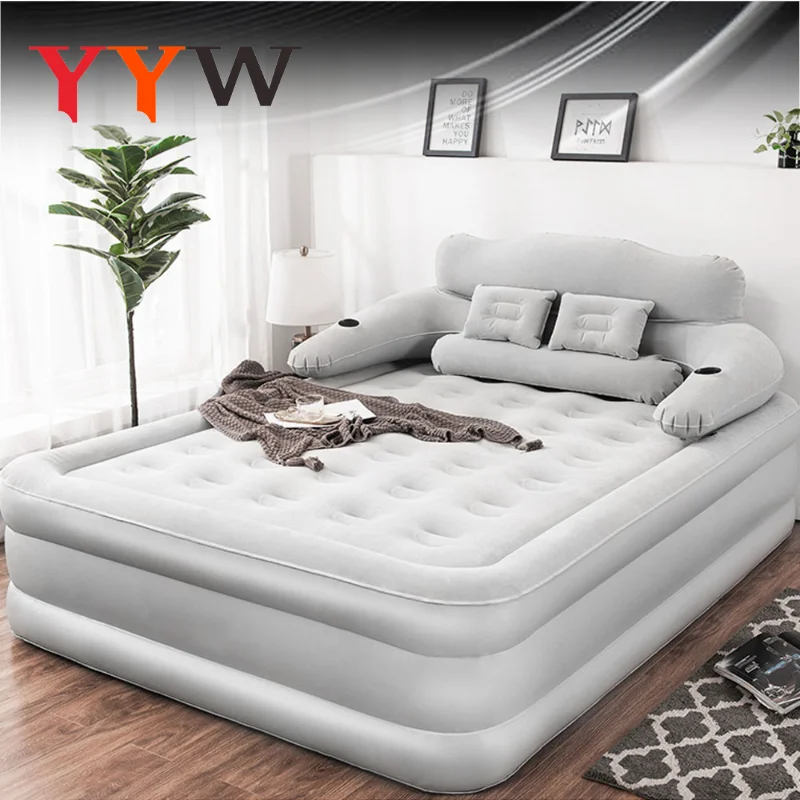 

For 1-2 Person Home Outdoor Camping Sleeping Mat Set Automatic Inflatable Bed Mattress Built-In Pump Thickened Bed with Pillows