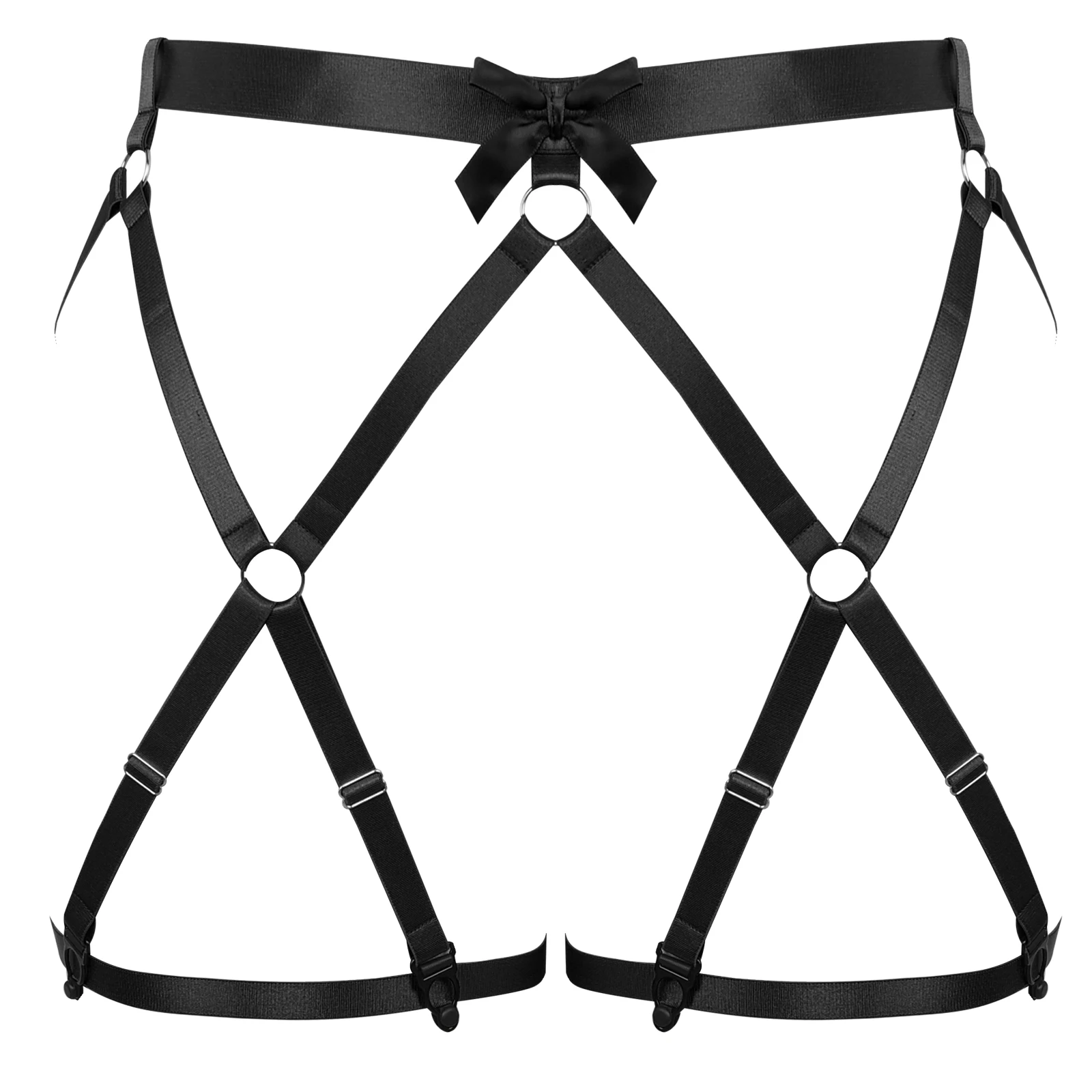 

Women Fashion Goth Rave Adjustable Elastic Crop Top Body Harness 90's Body Stocking Bustier Sexy Harness Cage Bra Pole Dance