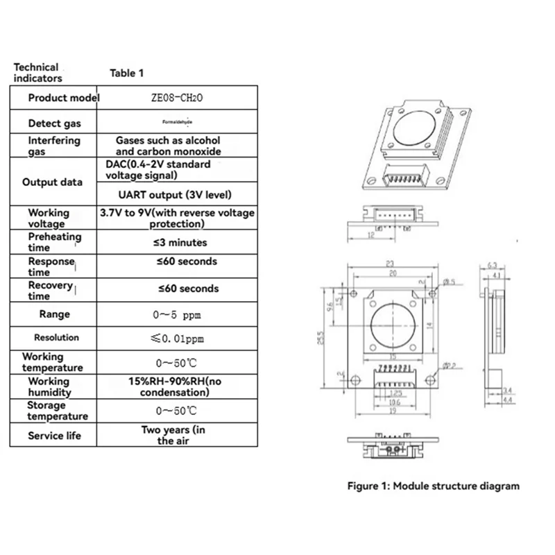 

-A95Z Formaldehyde Sensor Concentration Measurement Module For Measurement Formaldehyde