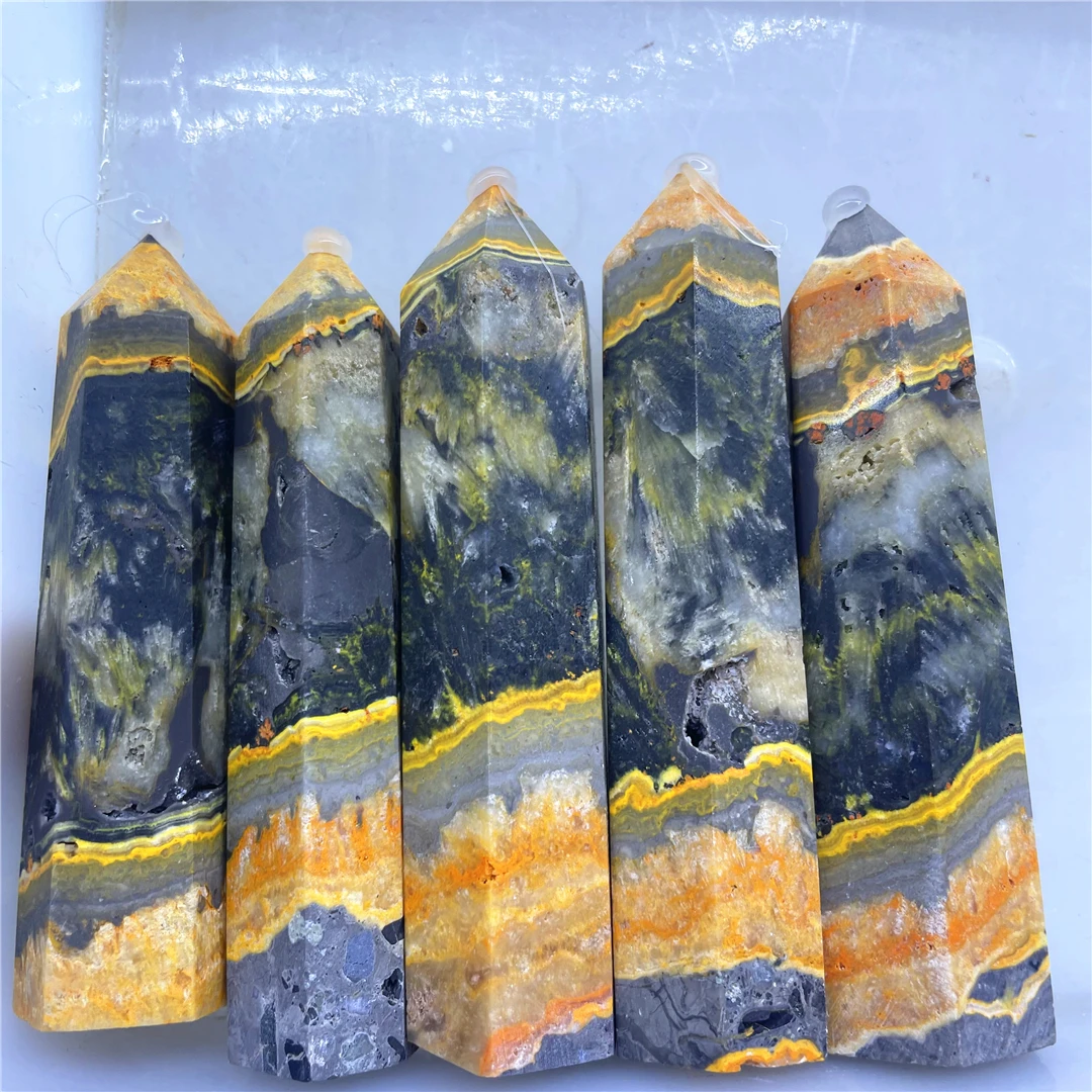 8-9CM Bumblebee Jasper Gemstone Yellow Quartz Natural Stones Wands Charm Crystal Points Mineral Collection Indie Jewelry Decor