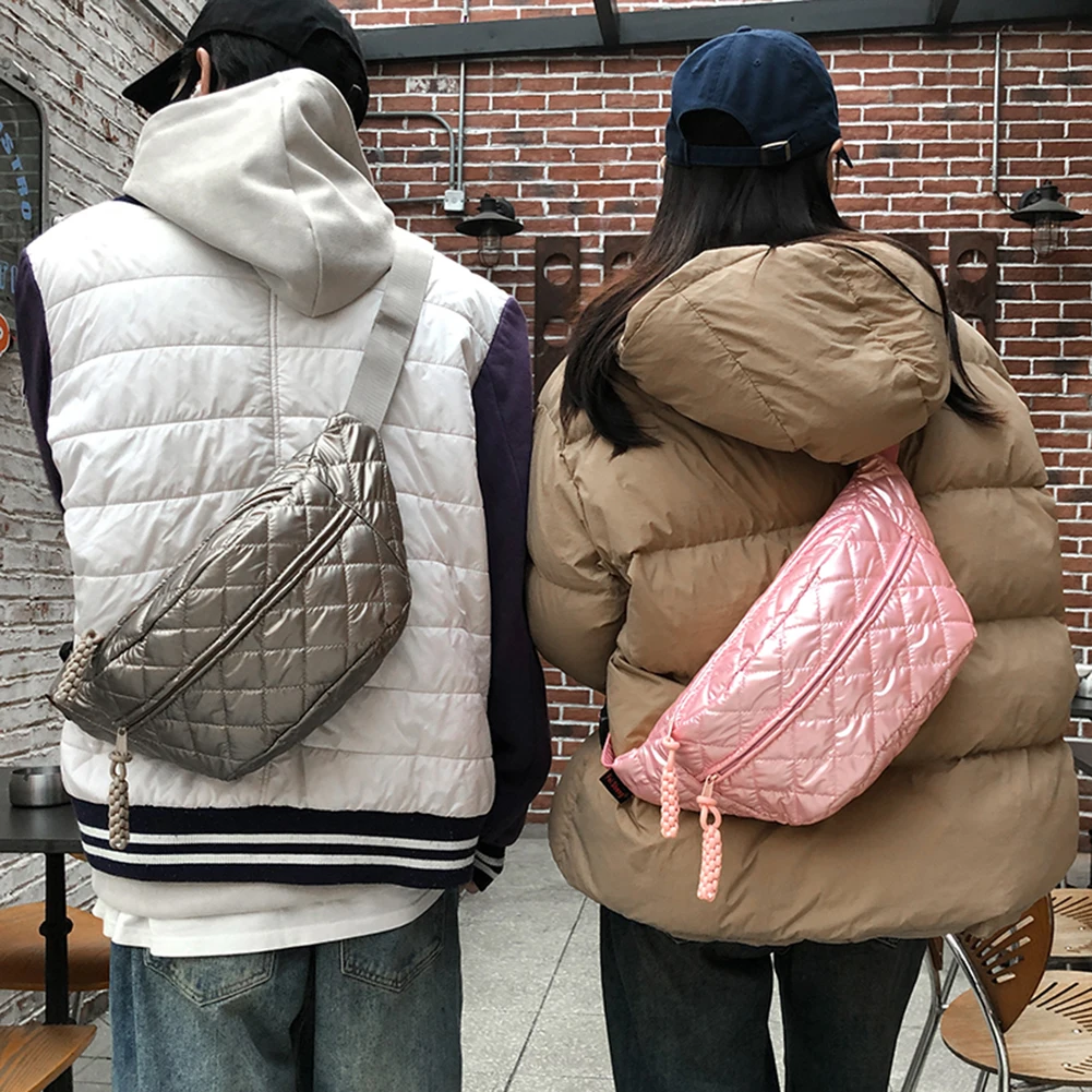 Couple Quilted Chest Bag Crossbody Bag Fashion Casual Crossbody Purse Shoulder Bag for Travel Hiking Cycling for Christmas Gift