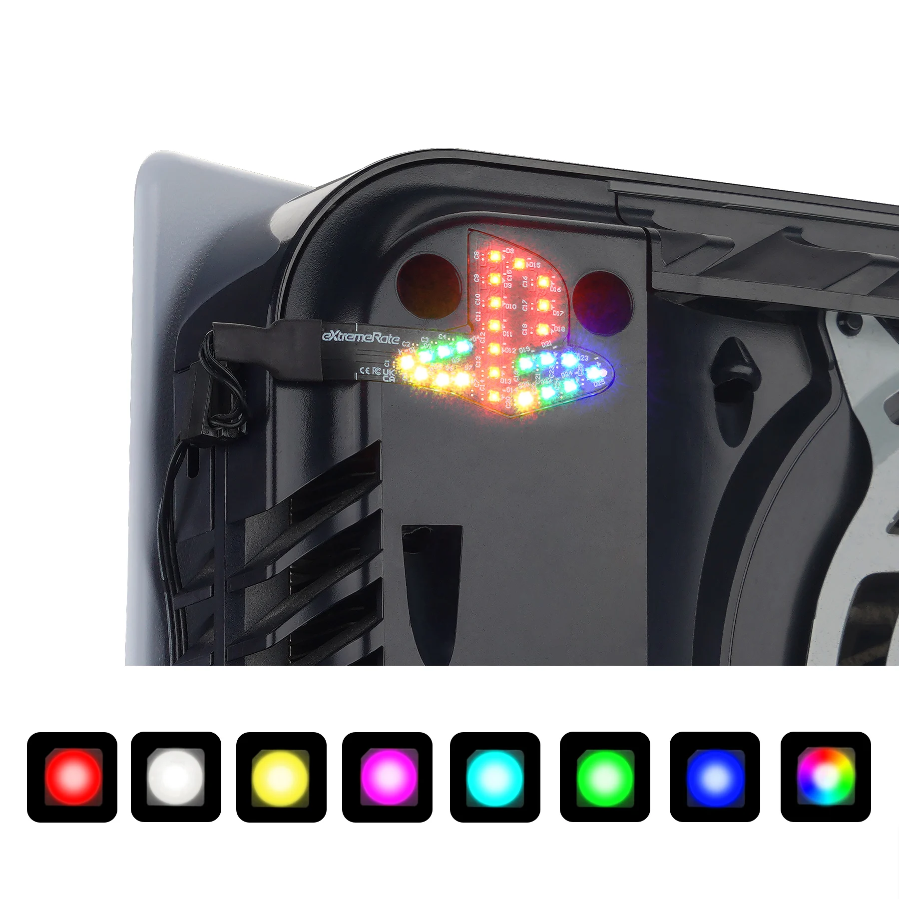 

eXtremeRate For ps5 Console (2020 CFI-1 Series) RGB RAINBOW Logo LED Kit, 40 Effects for PS5 Disc & Digital Edition Console