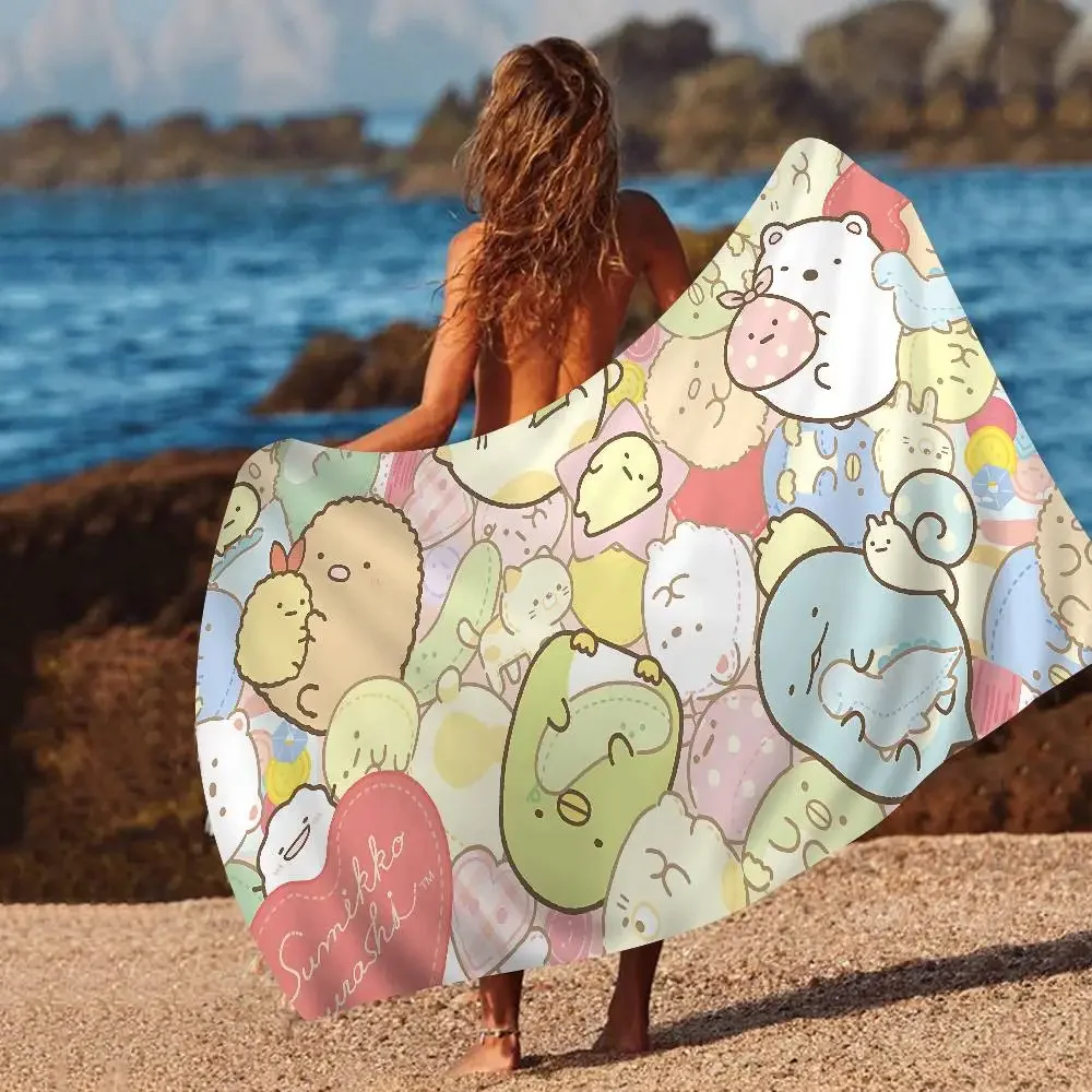 S-Sumikko Gurashi Colorful Microfiber Beach Towel Absorbent Quick Dry Soft Yoga Swimming Resort Mountain Climbing Towel