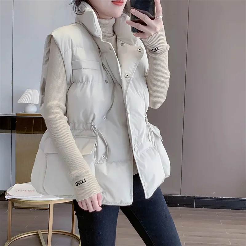 2023 Mode weste für Frauen Winter jacke Frauen warmes Top gepolsterte Puffer westen neue solide ärmellose Jacken lässige Vintage Parkas