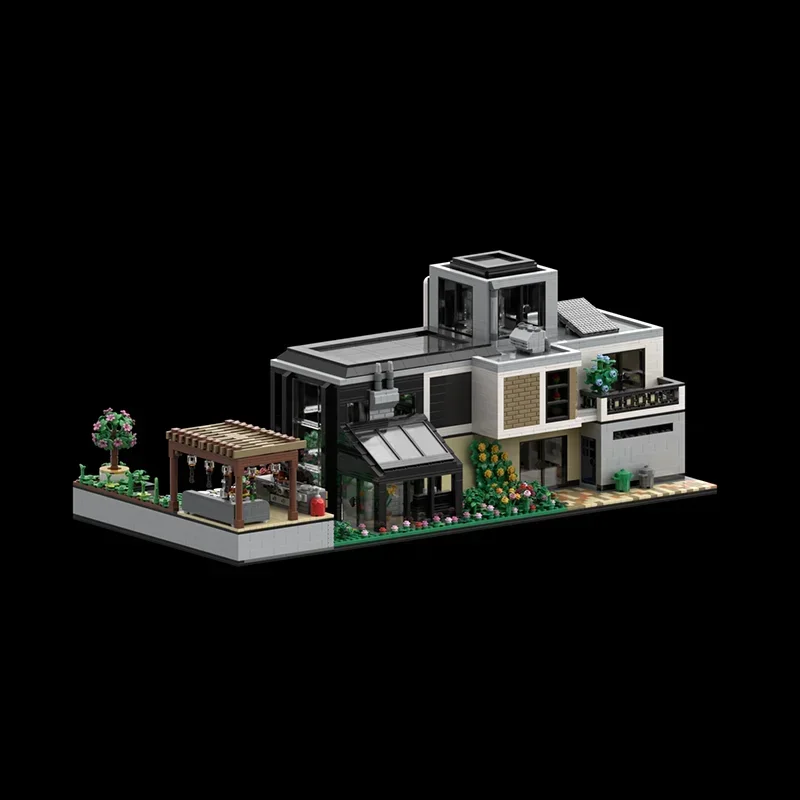 Moc Building Blocks The Glass House Modular Building Model Technical Bricks DIY Assembly City Street View Toys Child Gifts