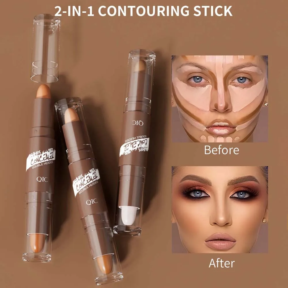 

Double Head Cream Contour Stick Long-Lasting Smudge-Proof Double Head Facial Concealer Brighten Cosmetic Professional