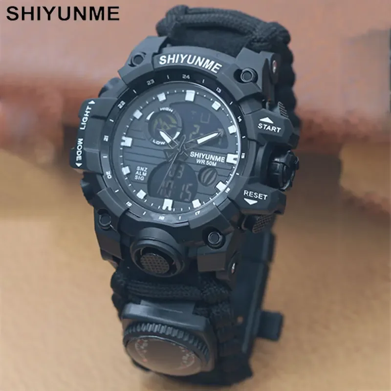 SHIYUNME, nuevo Reloj militar estilo G para Hombre, cronógrafo resistente al agua, brújula electrónica LED, Reloj deportivo para exteriores para Hombre, Reloj para Hombre