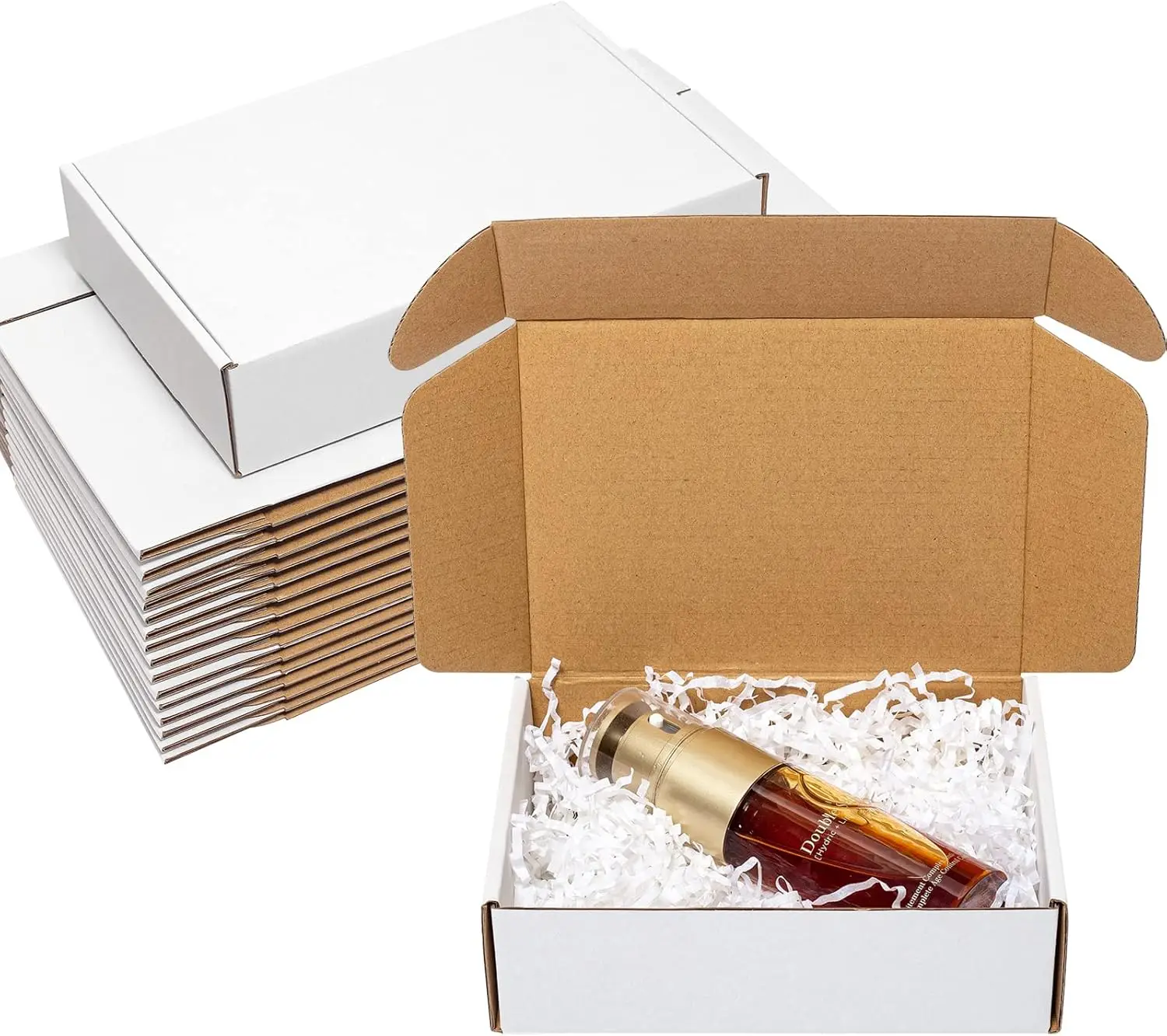 

25 Pack 7x5x2 Corrugated Cardboard Shipping Boxes, White Mailers for Small Items