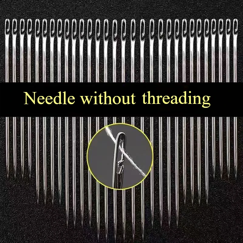 30pcs Crochet Needles Quick Automatic Threading Needle Blind Stitch of Stainless Steel in the Elderly DIY Apparel Sewing Arts