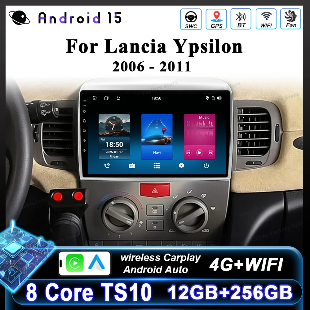

Автомобильный видеоплеер для Lancia Ypsilon 2006-2011 Автомобильный радиоприемник Мультимедийный плеер Автораadio GPS Carplay Android Auto Сенсорный экран Wi-Fi