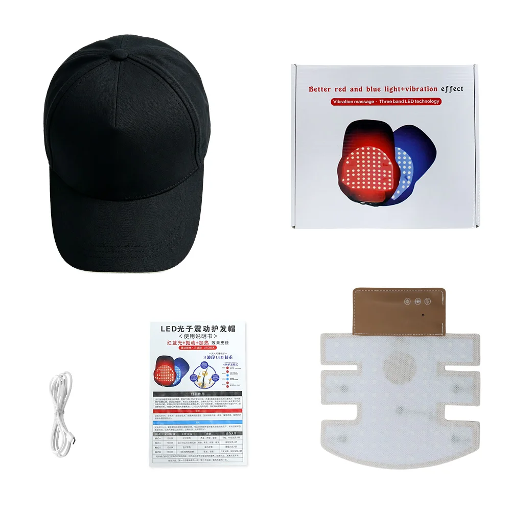 LED Hair Growth Cap Red Blue Light Therapy Hat 630nm 470nm Scalp Care Device Rechargeable Hair Regrowth Treatment Cap view 5