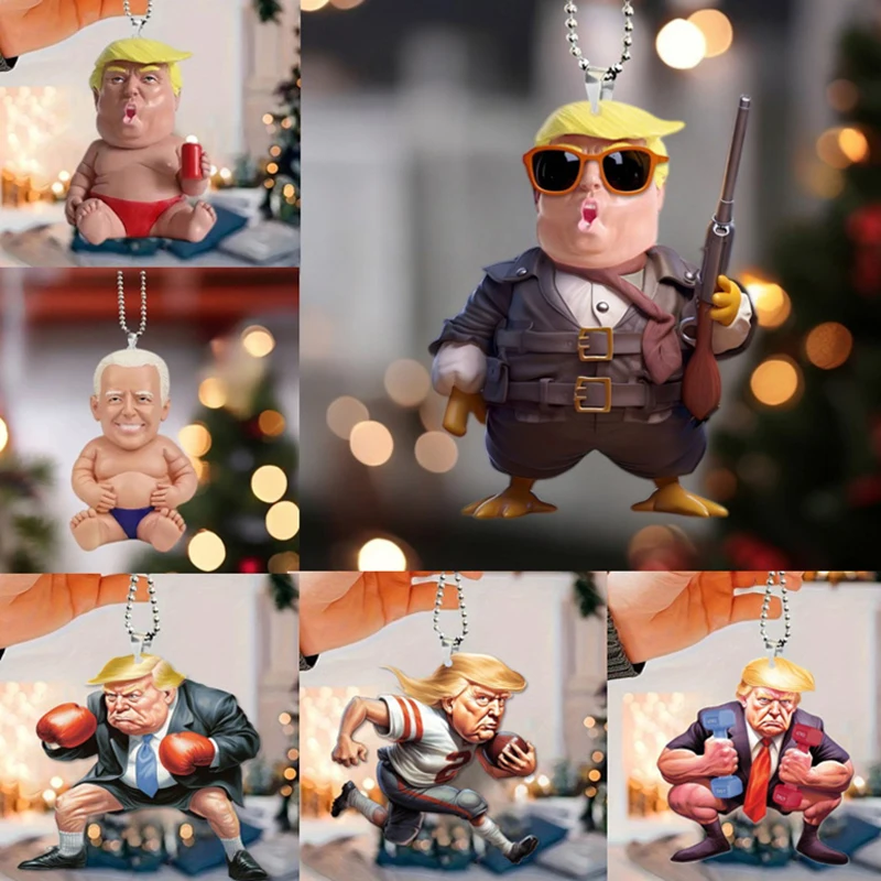 2024 Christmas Tree Hanging Trump Advent Calendar Ornaments Car Hanging Acrylic Ornaments For Christmas Tree Favours